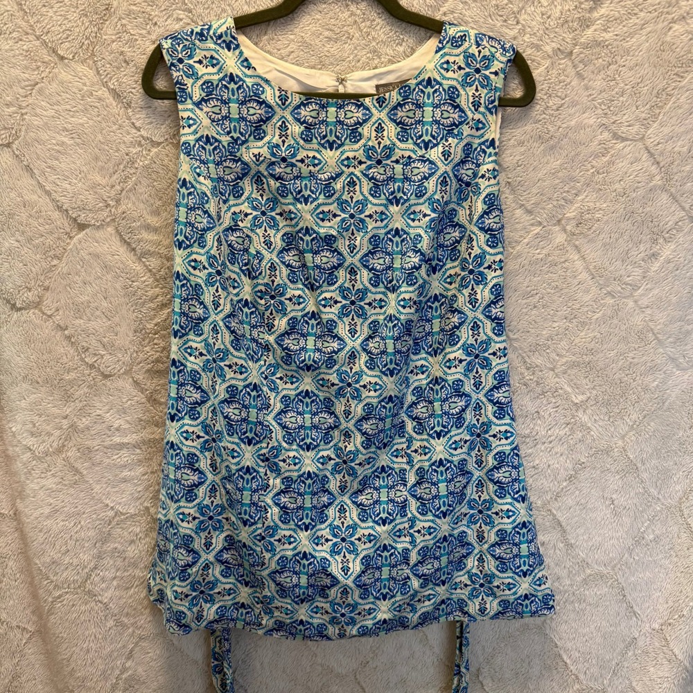 Jessica London Quiet Luxury Coastal Grandma Linen Blend Tie Waist Tunic Top 14W - Picture 10 of 10